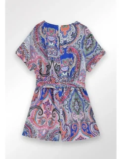 Mono de manga corta con estampado y lazada