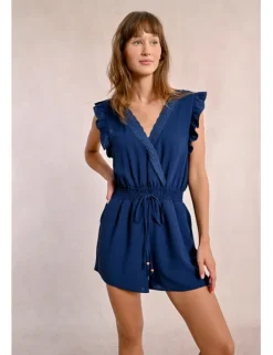 Mono de manga corta con volantes y lazada
