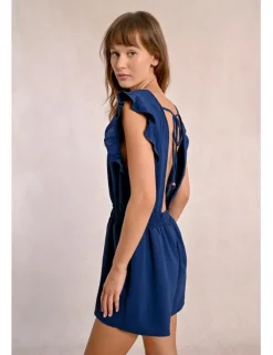 Mono de manga corta con volantes y lazada
