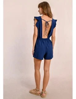 Mono de manga corta con volantes y lazada