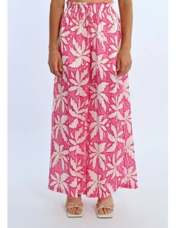 Pantalón largo ancho con estampado