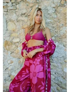 Pantalón largo con estampado y lazada