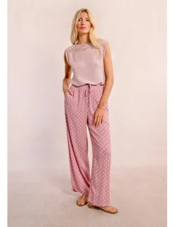 Pantalón largo con estampado y lazada