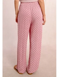 Pantalón largo con estampado y lazada
