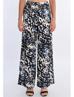 Pantalón largo con estampado y pliegues
