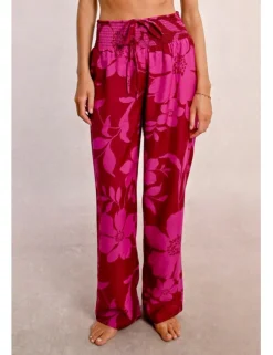 Pantalón largo con estampado y lazada