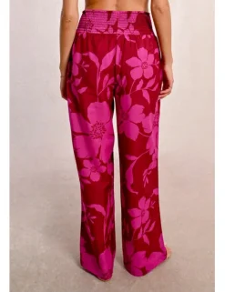 Pantalón largo con estampado y lazada