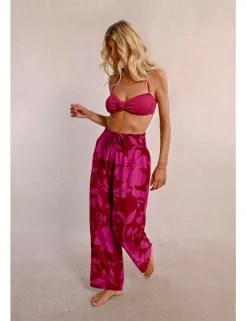 Pantalón largo con estampado y lazada