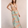 Pantalón largo con lazada y estampado