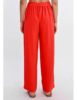 Pantalón largo con lazada y pliegues