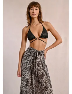 Pantalón largo con lazada y estampado