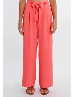 Pantalón largo con lazada y pliegues