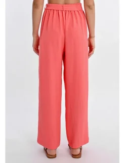 Pantalón largo con lazada y pliegues