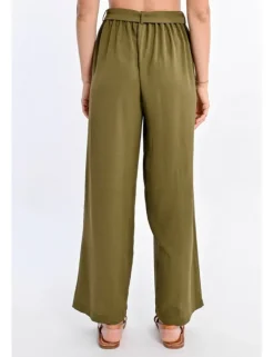 Pantalón largo con lazada y pliegues