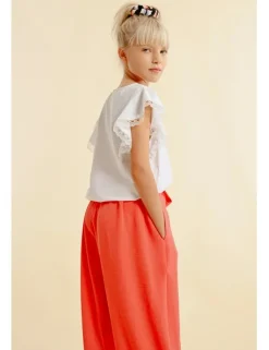 Pantalón largo con pliegues y lazada