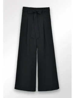 Pantalón largo con pliegues y lazada