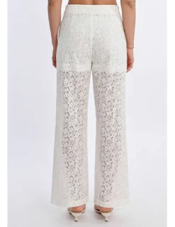 Pantalón largo detalle encaje y transparencias