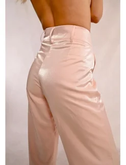 Pantalón largo en tejido brillante