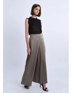 Pantalón largo en tejido satinado