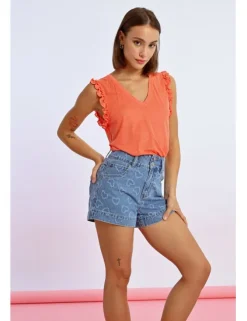 Short corto vaquero estampado corazones