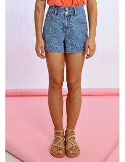 Short corto vaquero estampado corazones