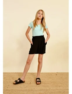 Short de tiro alto detalle pliegues