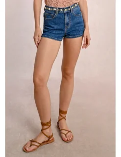 Short vaquero detalle flores