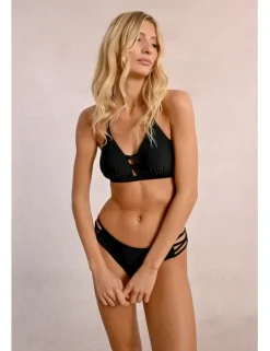 Top de bikini con escote halter y tiras