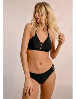 Top de bikini con escote halter y tiras