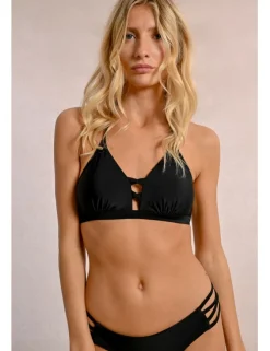 Top de bikini con escote halter y tiras
