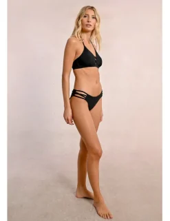 Top de bikini con escote halter y tiras