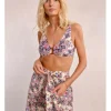 Top de bikini de tirantes con estampado y hebilla