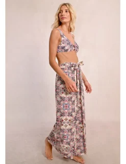 Top de bikini de tirantes con estampado y hebilla