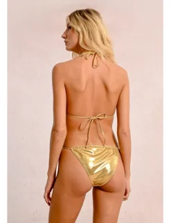 Top de bikini de triangulo en tejido brillante