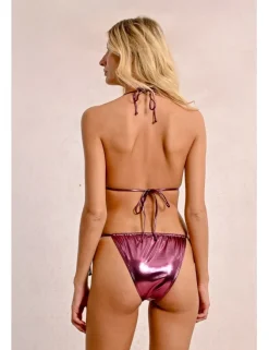 Top de bikini de triangulo en tejido brillante