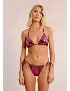 Top de bikini de triangulo en tejido brillante