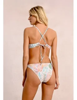 Top de bikini triángulo con hebilla y estampado