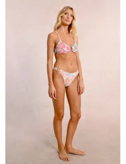 Top de bikini triángulo con hebilla y estampado