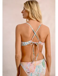 Top de bikini triángulo con hebilla y estampado