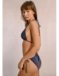 Top de bikini triángulo en tejido brillante