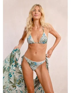 Top de bikini triángulo estampado tropical