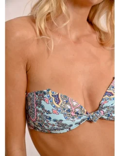Top de bikini triángulo estampado étnico