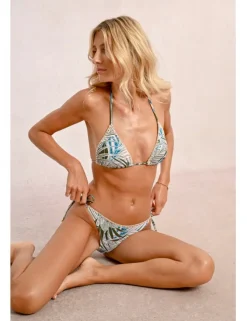 Top de bikini triángulo estampado tropical