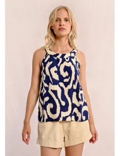 Top de cuello halter con estampado