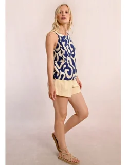 Top de cuello halter con estampado