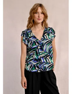 Top de manga corta con estampado y volantes