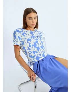 Top de manga corta estampado floral