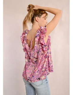 Top de manga corta mariposa con estampado