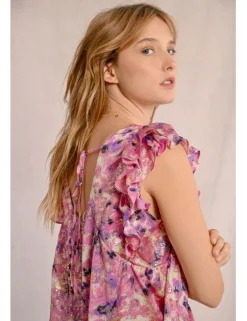 Top de manga corta mariposa con estampado