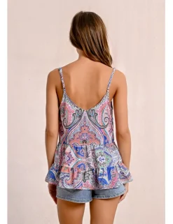 Top de tirantes con estampado y volantes